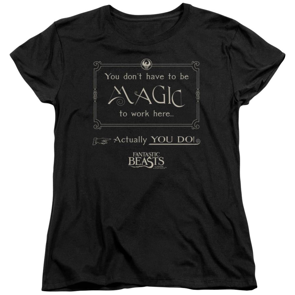 Fantastic Beasts And Where To Find Them Magic To Work Here Women's 18/1 Cotton Short-Sleeve T-Shirt