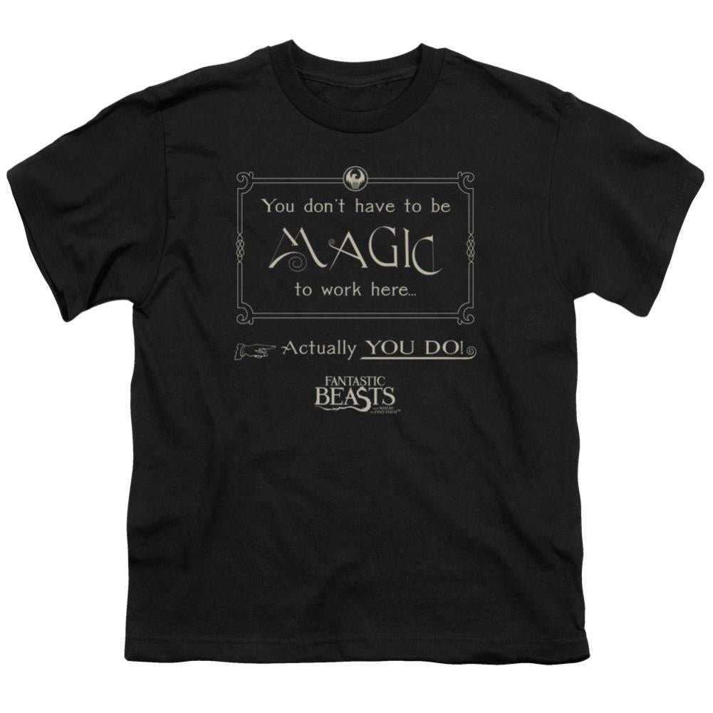 Fantastic Beasts And Where To Find Them Magic To Work Here Youth 18/1 100% Cotton Short-Sleeve T-Shirt