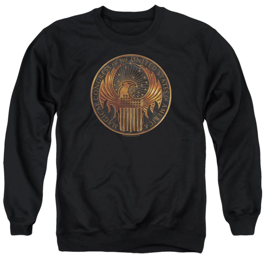 Fantastic Beasts And Where To Find Them Magical Congress Crest Men's Crewneck 50 50 Poly Long-Sleeve T-Shirt