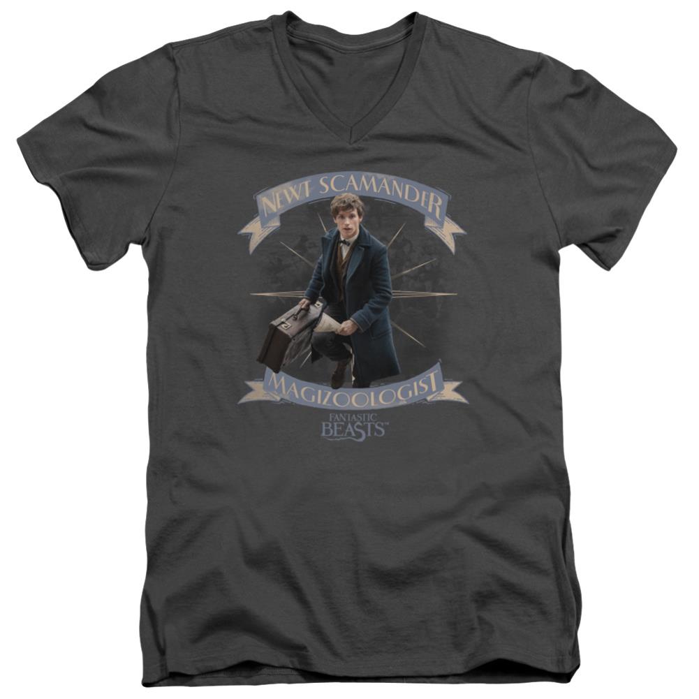 Fantastic Beasts And Where To Find Them Newt Scamander Men's 30/1 Cotton Slim V-Neck T-Shirt