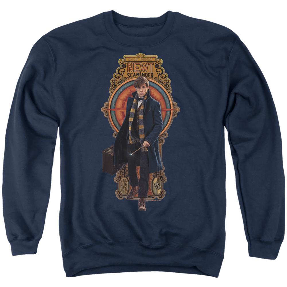 Fantastic Beasts And Where To Find Them Newt Scamander Men's Crewneck 50 50 Poly Long-Sleeve T-Shirt