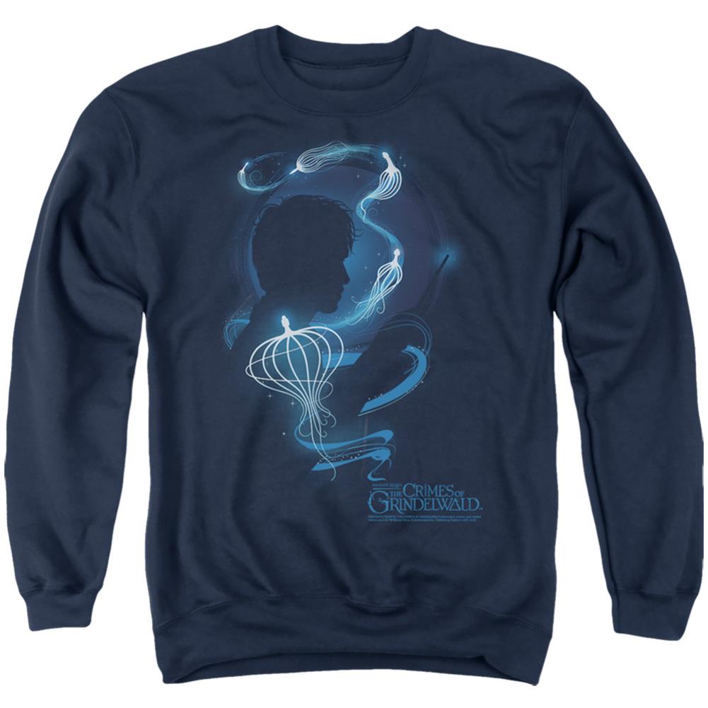 Fantastic Beasts: The Crimes of Grindelwald Newt Silhouette Men's Crewneck 50 50 Poly Long-Sleeve T-Shirt