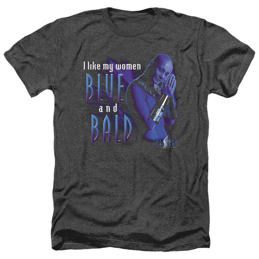 Farscape Blue And Bald Men's 30/1 Heather 60 40 Poly Short-Sleeve T-Shirt