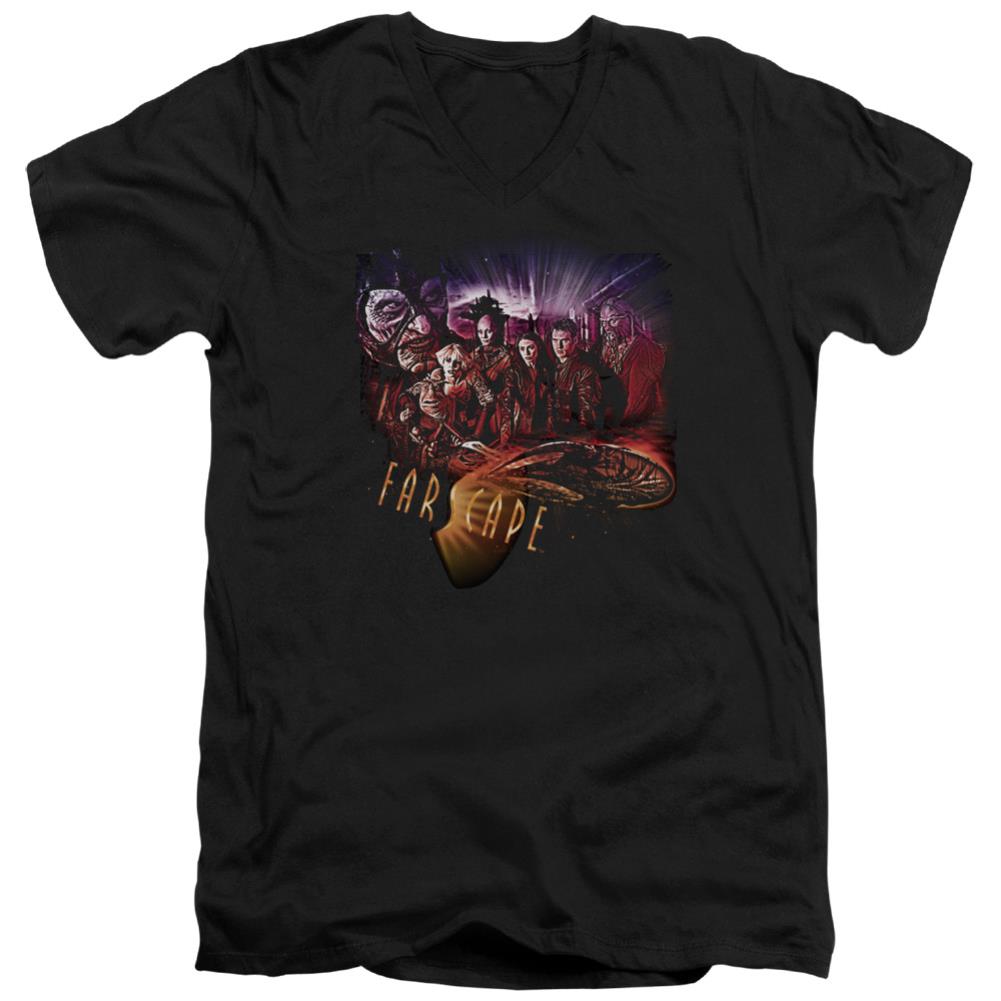 Farscape Graphic Collage Men's 30/1 Cotton Slim V-Neck T-Shirt