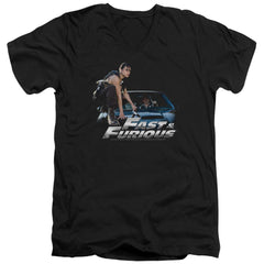 Fast And The Furious Car Ride Men's 30/1 Cotton Slim V-Neck T-Shirt