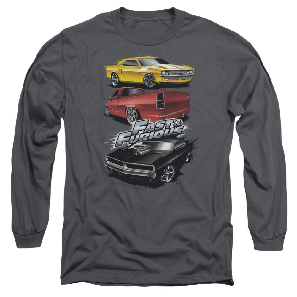 Fast And The Furious Muscle Car Splatter Men's 18/1 Cotton Long-Sleeve T-Shirt