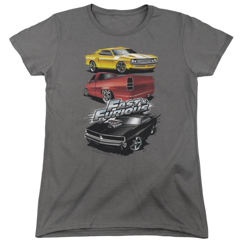 Fast And The Furious Muscle Car Splatter Women's 18/1 Cotton Short-Sleeve T-Shirt