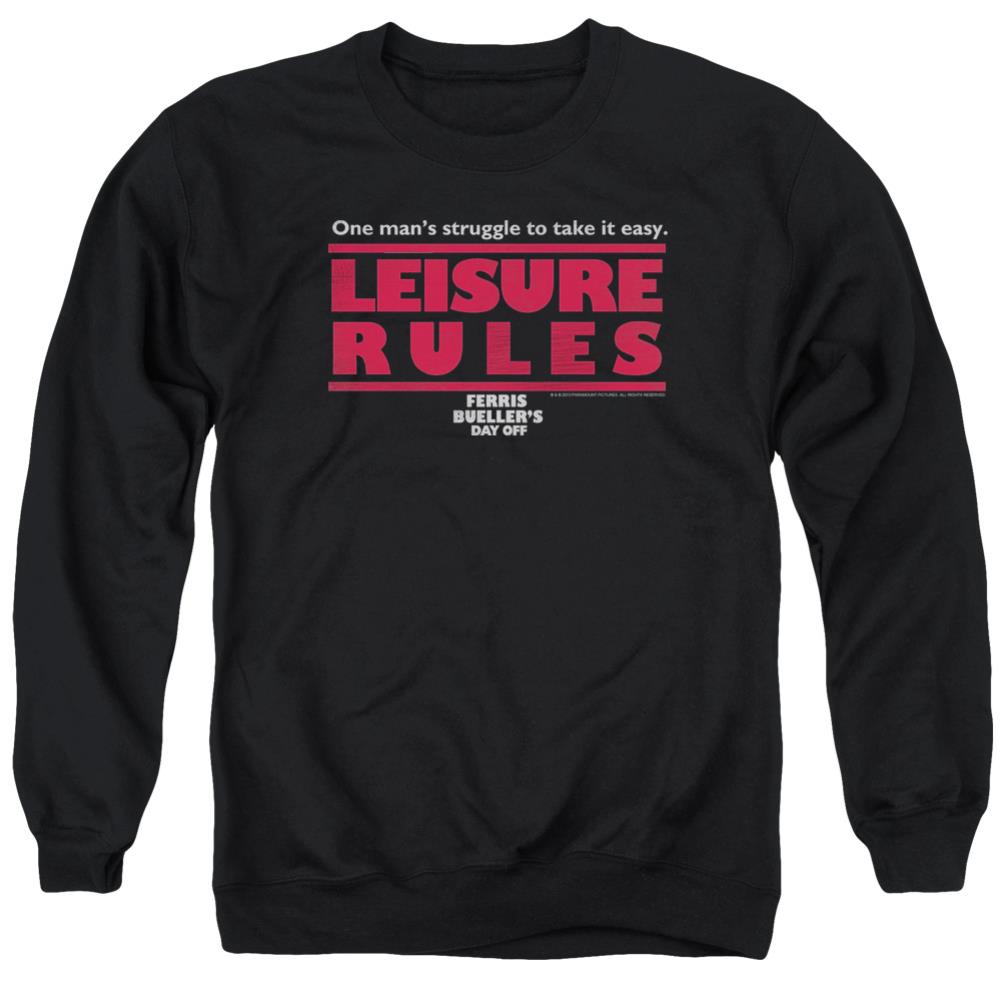 Ferris Bueller's Day Off Leisure Rules Men's Crewneck 50 50 Poly Long-Sleeve T-Shirt