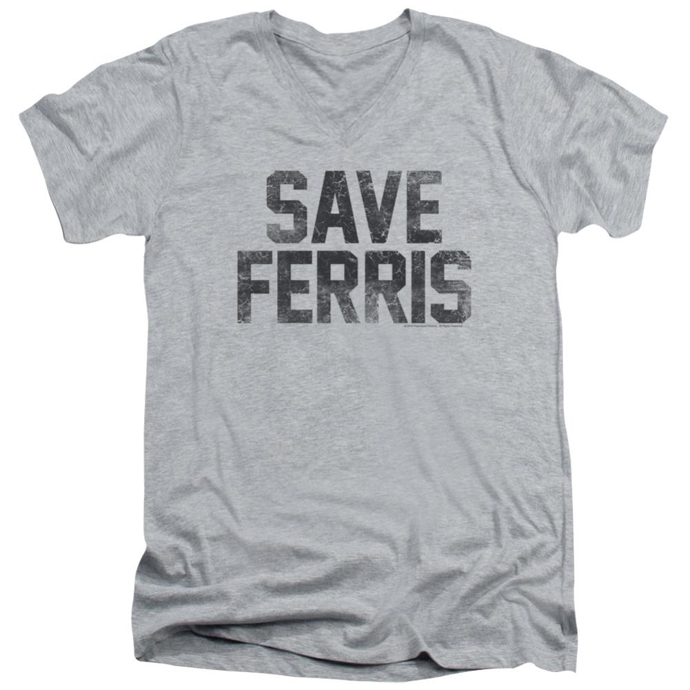 Ferris Bueller's Day Off Save Ferris Men's 30/1 Cotton Slim V-Neck T-Shirt