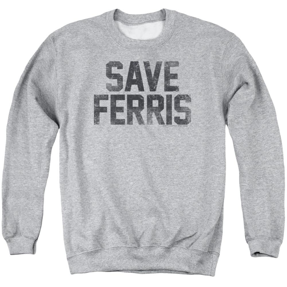 Ferris Bueller's Day Off Save Ferris Men's Crewneck 50 50 Poly Long-Sleeve T-Shirt
