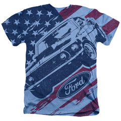 Ford 1969 Mustang Flag Men's 30/1 Cotton Poly SS Heather T