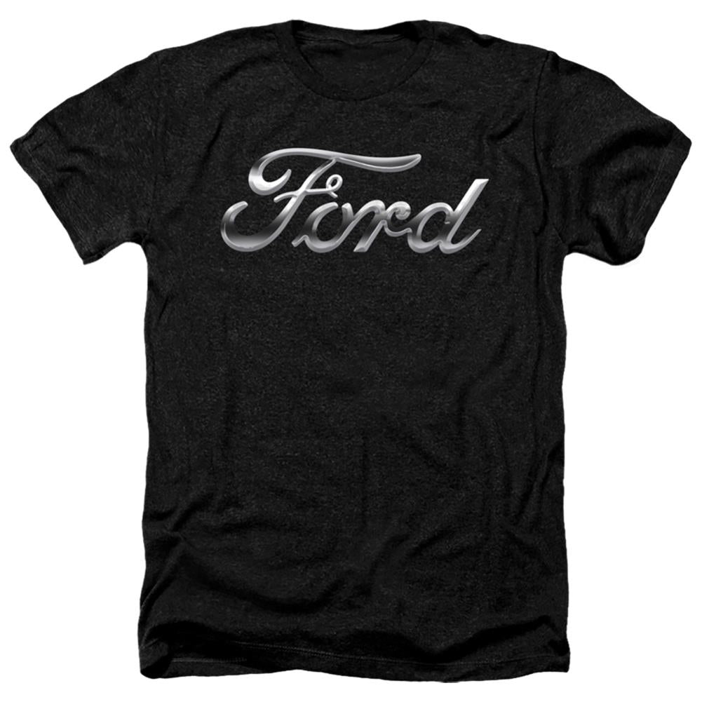 Ford Chrome Ford Logo Men's 30/1 Heather 60 40 Poly Short-Sleeve T-Shirt