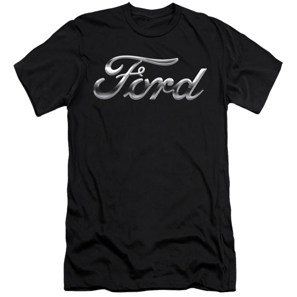 Ford Chrome Ford Logo Men's Ultra-Soft 30/1 Cotton Slim Short-Sleeve T-Shirt