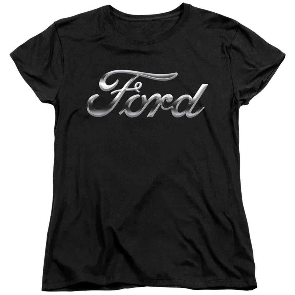 Ford Chrome Ford Logo Women's 18/1 Cotton Short-Sleeve T-Shirt