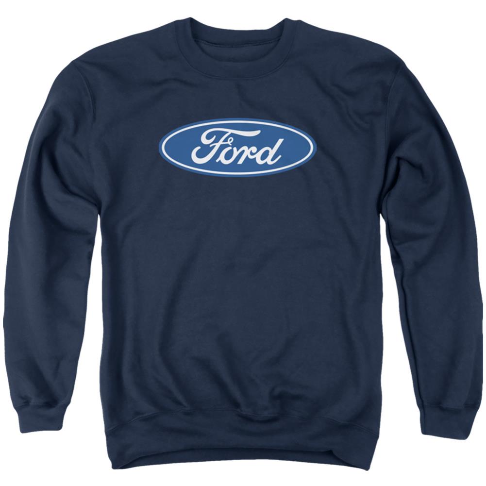 Ford Dimensional Logo Men's Crewneck 50 50 Poly Long-Sleeve T-Shirt