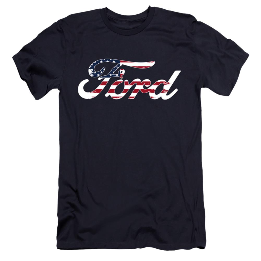 Ford Flag Logo Men's Ultra-Soft 30/1 Cotton Slim Short-Sleeve T-Shirt