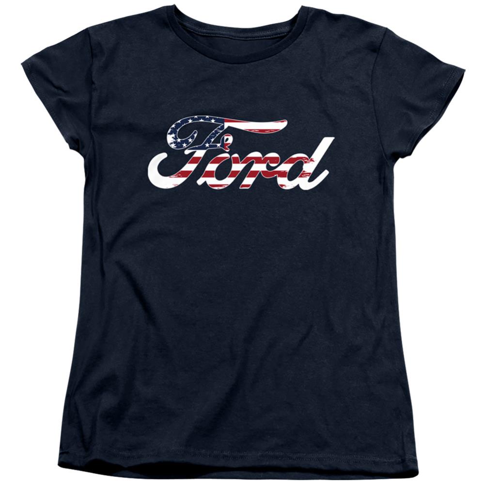 Ford Flag Logo Women's 18/1 Cotton Short-Sleeve T-Shirt