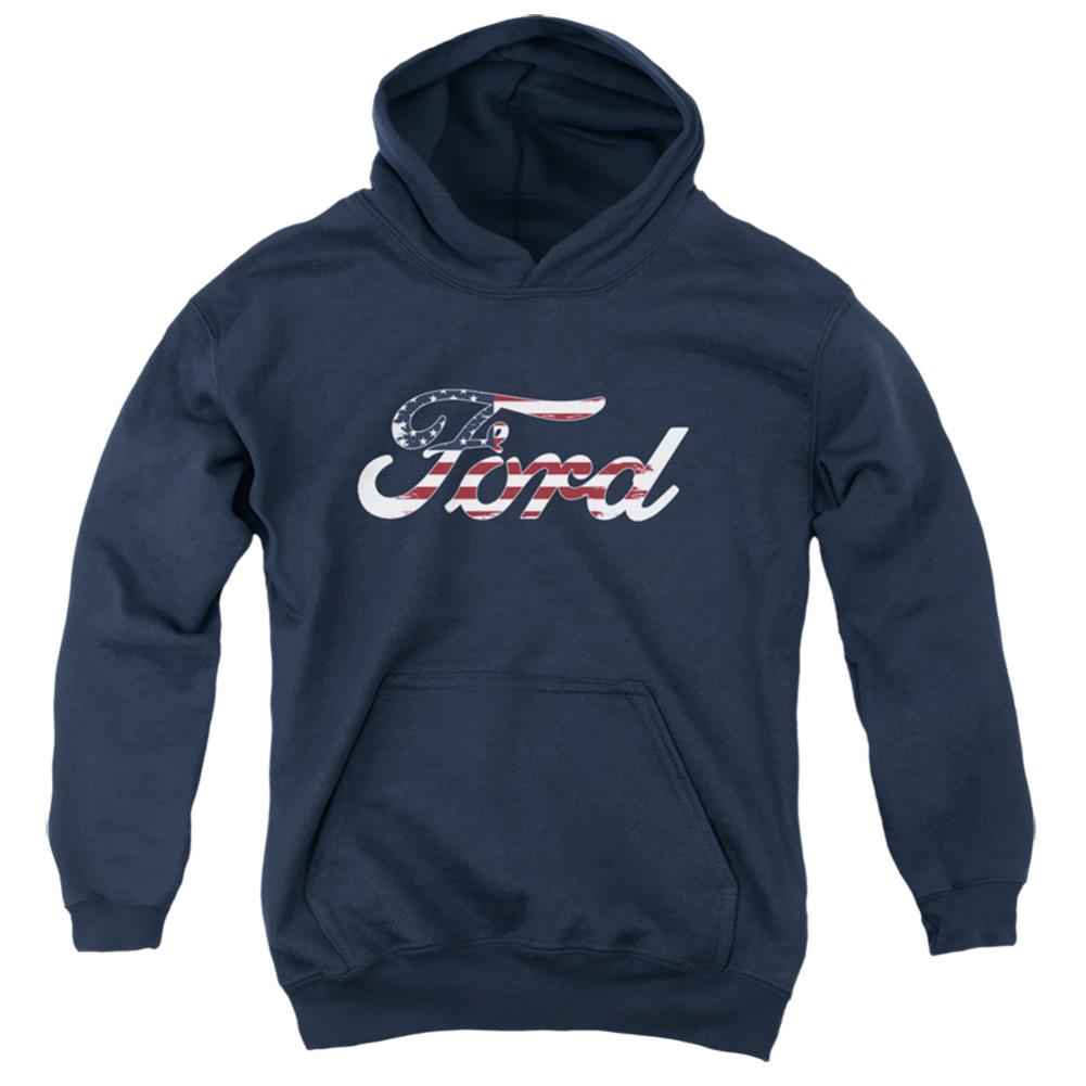 Ford Flag Logo Youth Cotton Poly Pull-Over Hoodie