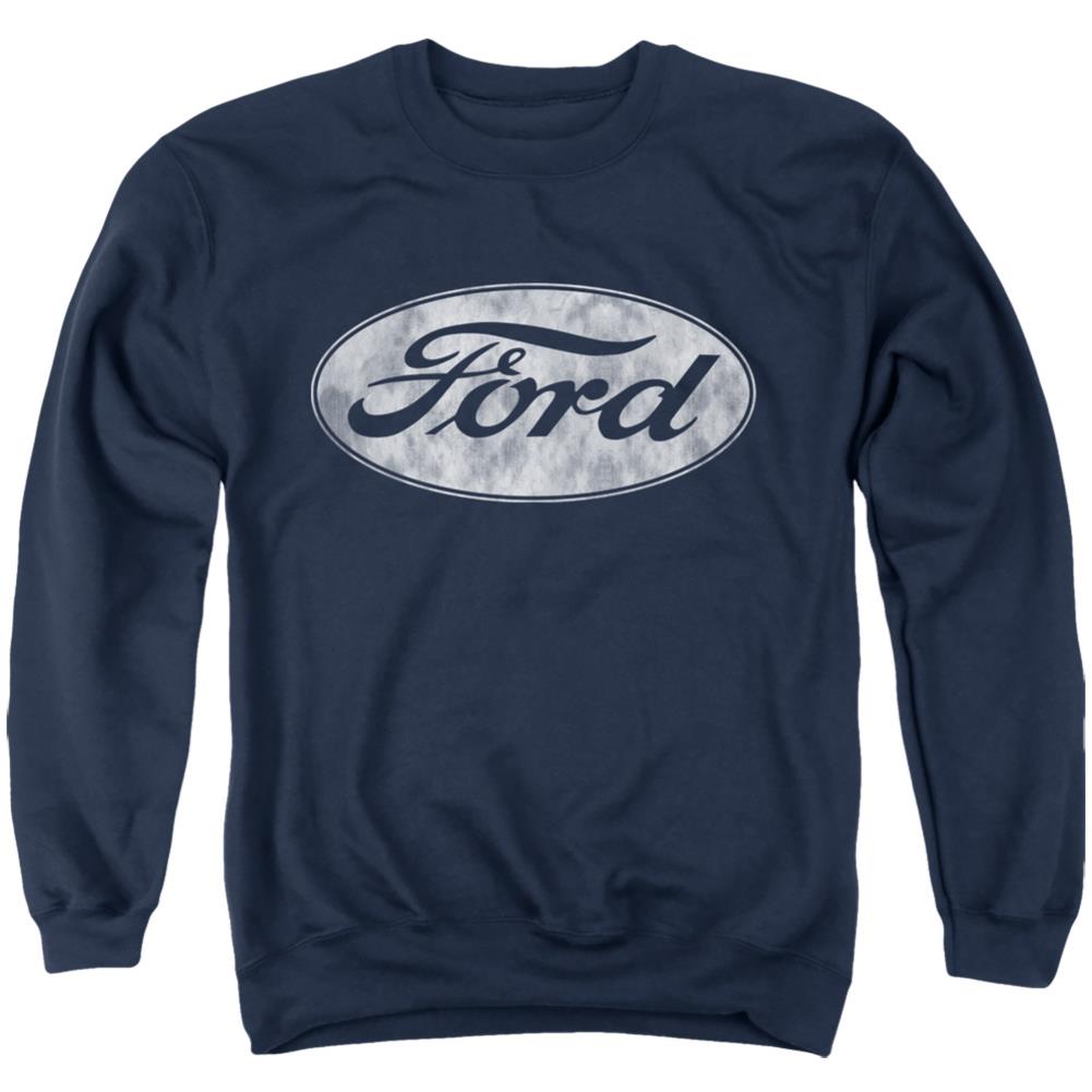 Ford Logo Men's Crewneck 50 50 Poly Long-Sleeve T-Shirt