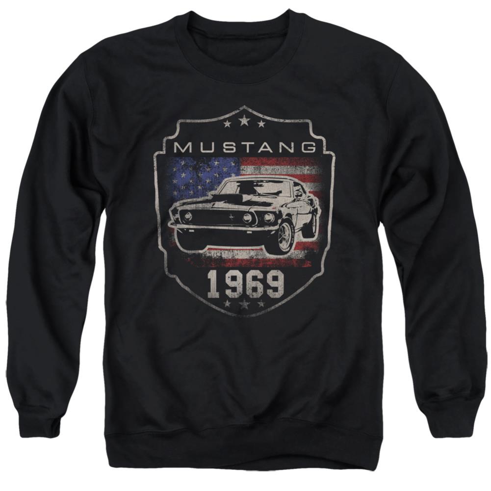 Ford Mustang 1969 Flag Men's Crewneck 50 50 Poly Long-Sleeve T-Shirt