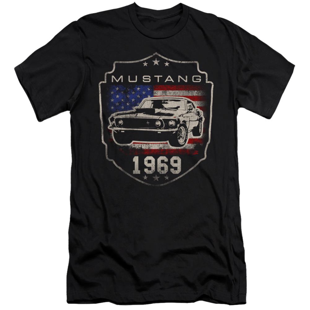 Ford Mustang 1969 Flag Men's Ultra-Soft 30/1 Cotton Slim Short-Sleeve T-Shirt
