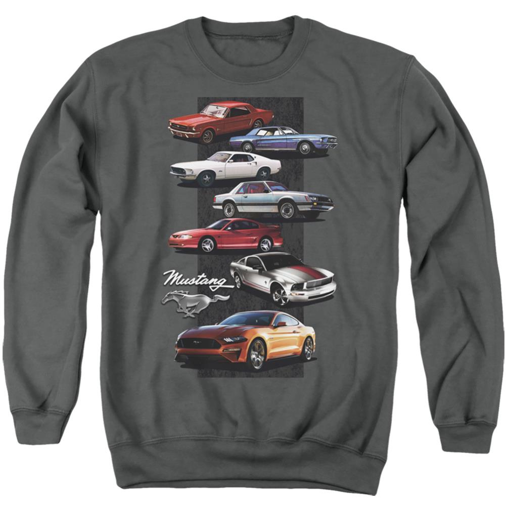 Ford Mustang Stack Men's Crewneck 50 50 Poly Long-Sleeve T-Shirt