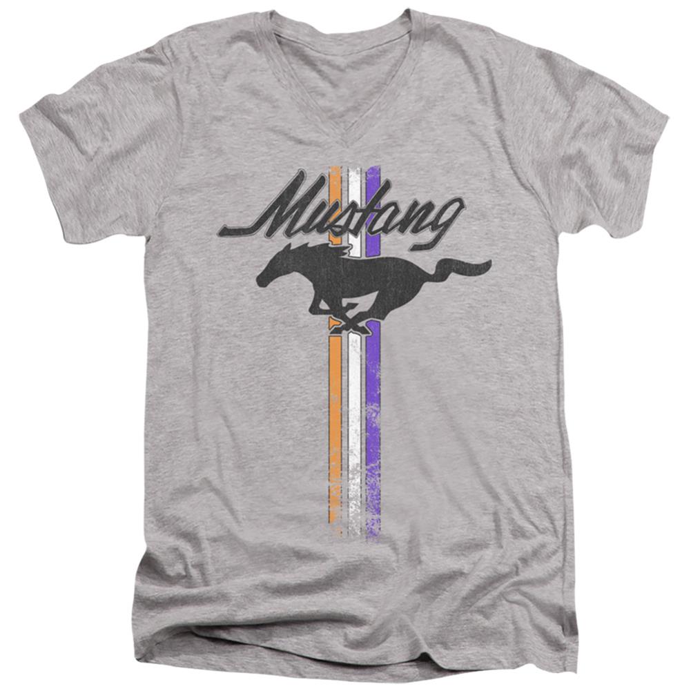 Ford Mustang Stripes Men's 30/1 Cotton Slim V-Neck T-Shirt