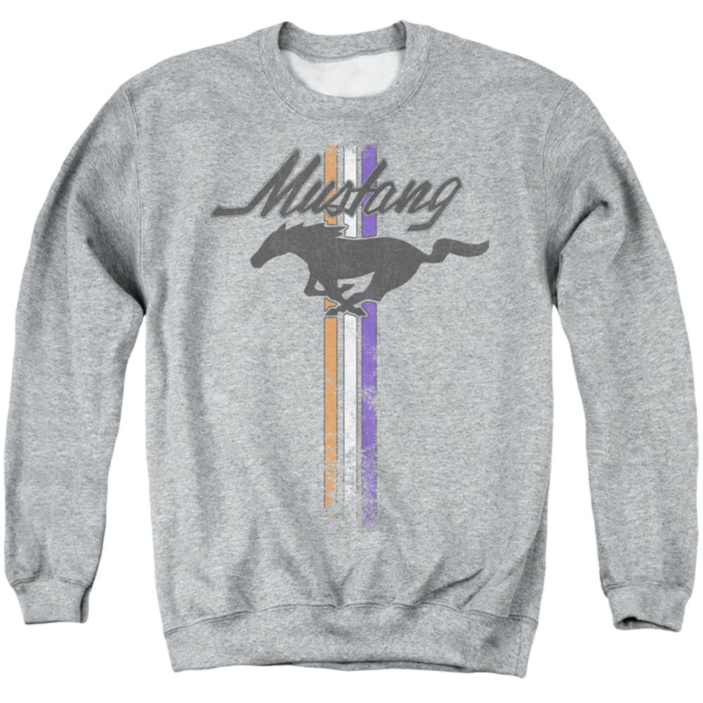 Ford Mustang Stripes Men's Crewneck 50 50 Poly Long-Sleeve T-Shirt