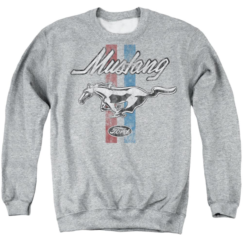 Ford Mustang Stripes Men's Crewneck 50 50 Poly Long-Sleeve T-Shirt