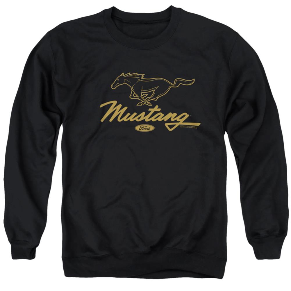 Ford Pony Script Men's Crewneck 50 50 Poly Long-Sleeve T-Shirt