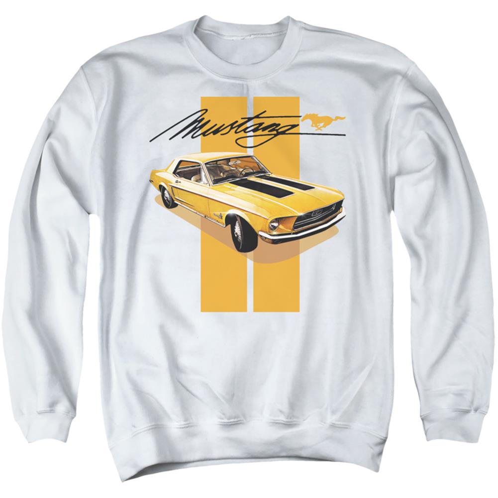 Ford Stang Stripes Men's Crewneck 50 50 Poly Long-Sleeve T-Shirt