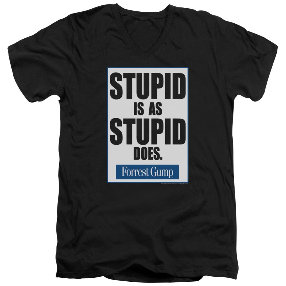 Forrest Gump Stupid Is Men's 30/1 Cotton Slim V-Neck T-Shirt