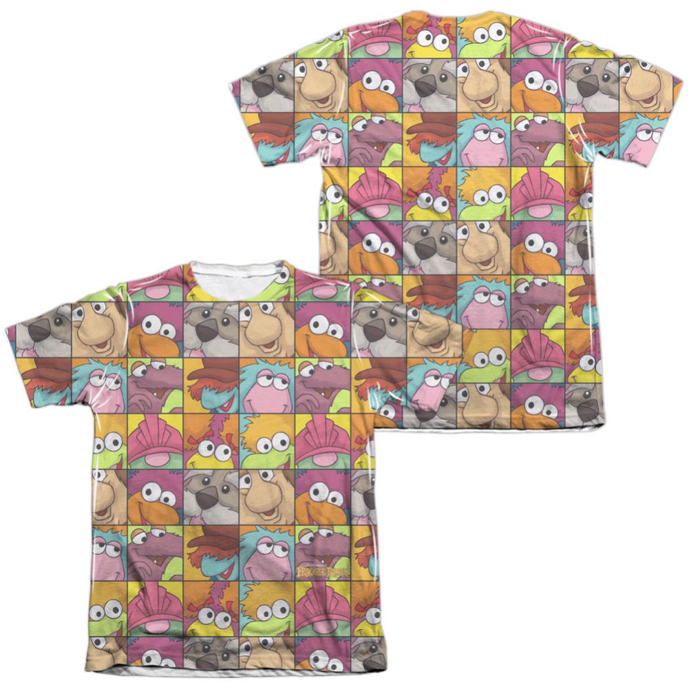 Fraggle Rock Character Squares (Front/Back Print) Men's Regular Fit Poly Cotton Short-Sleeve T-Shirt