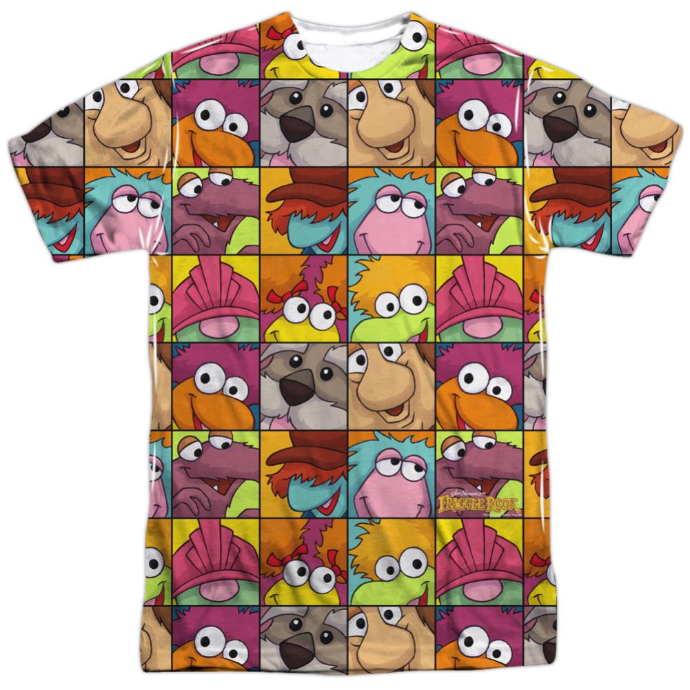 Fraggle Rock Character Squares Men's Regular Fit Polyester Short-Sleeve T-Shirt