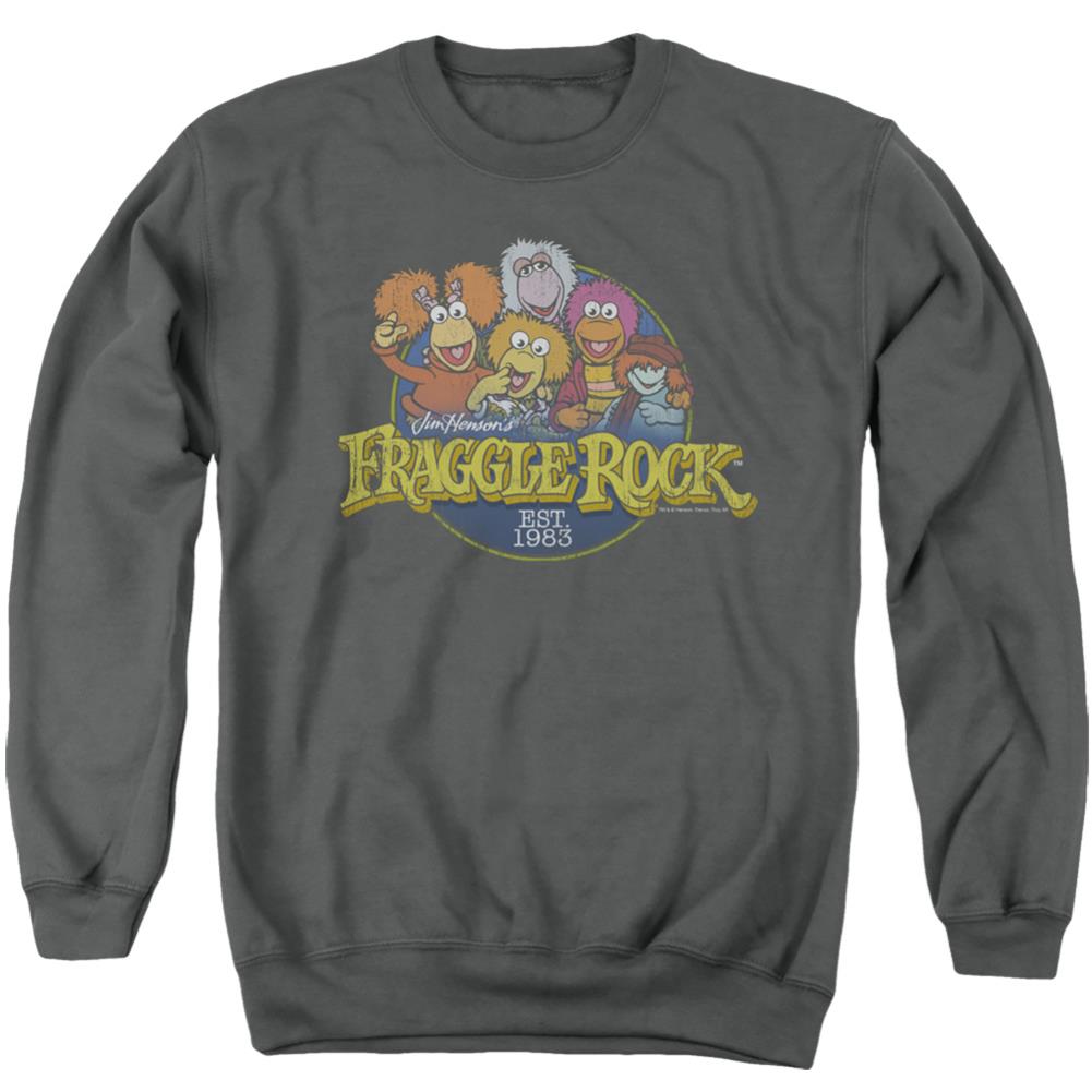 Fraggle Rock Circle Logo Men's Crewneck 50 50 Poly Long-Sleeve T-Shirt