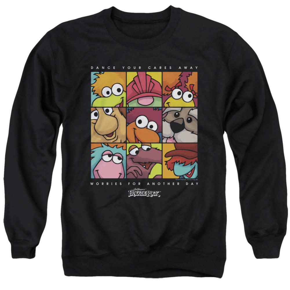 Fraggle Rock Squared Men's Crewneck 50 50 Poly Long-Sleeve T-Shirt