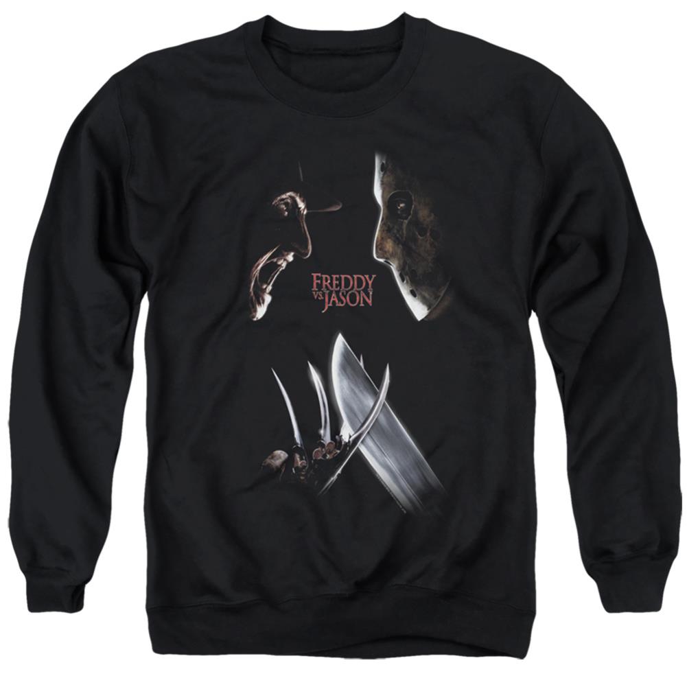 Freddy vs. Jason Face Off Men's Crewneck 50 50 Poly Long-Sleeve T-Shirt