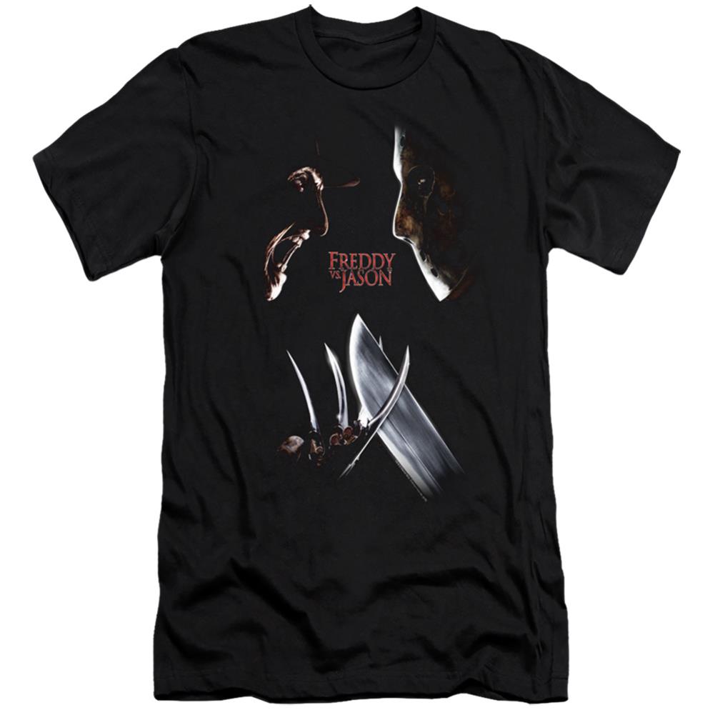 Freddy vs. Jason Face Off Men's Ultra-Soft 30/1 Cotton Slim Short-Sleeve T-Shirt