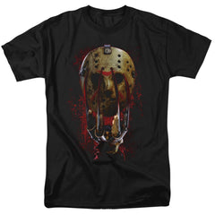 Freddy vs. Jason Mask And Claws Men's 18/1 Cotton Short-Sleeve T-Shirt