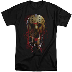 Freddy vs. Jason Mask And Claws Men's 18/1 Tall Cotton Short-Sleeve T-Shirt