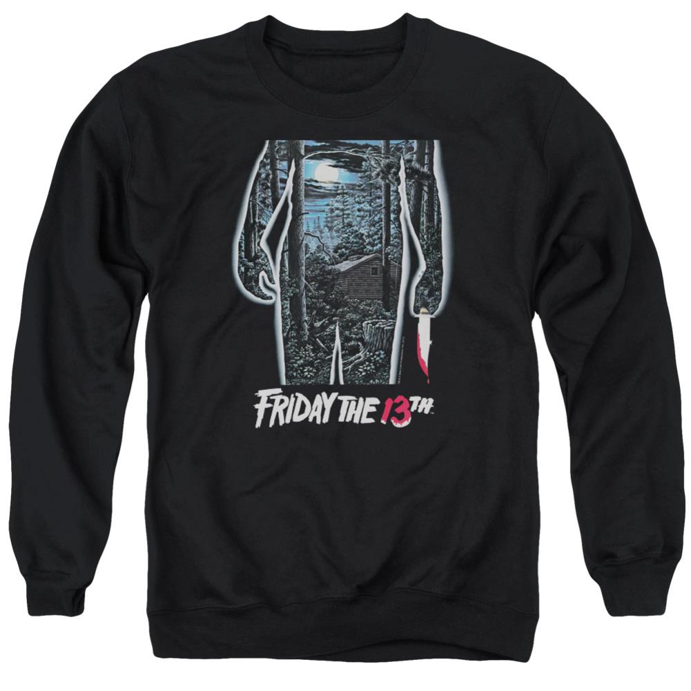 Friday The 13th 13th Poster Men's Crewneck 50 50 Poly Long-Sleeve T-Shirt