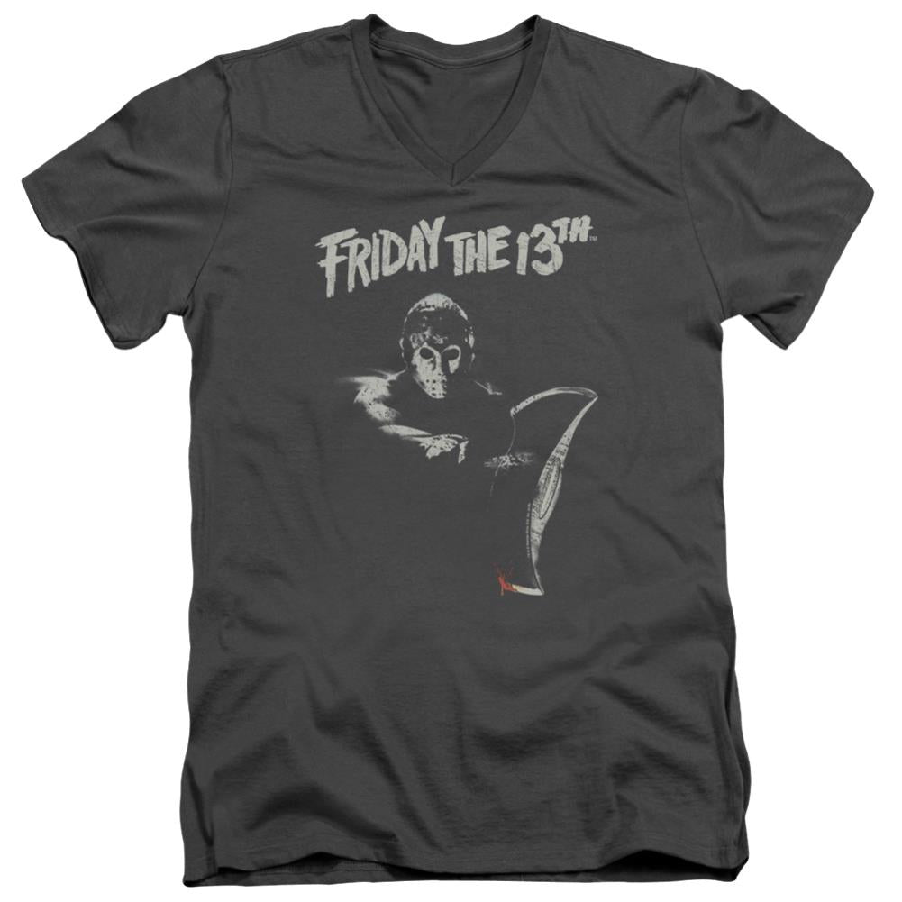 Friday The 13th Ax Men's 30/1 Cotton Slim V-Neck T-Shirt