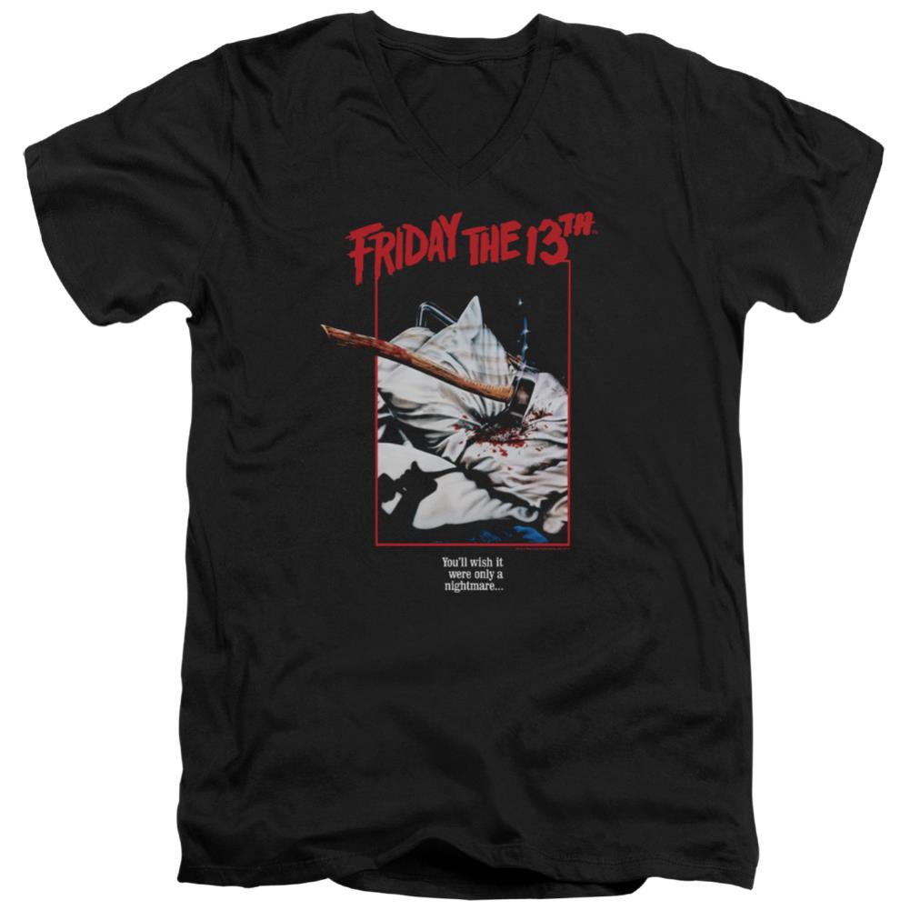 Friday The 13th Axe Poster Men's 30/1 Cotton Slim V-Neck T-Shirt