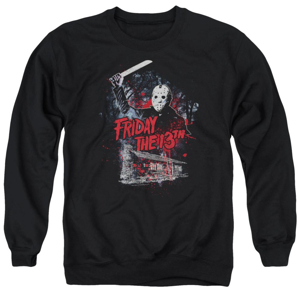 Friday The 13th Cabin Men's Crewneck 50 50 Poly Long-Sleeve T-Shirt