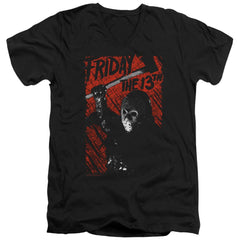 Friday The 13th Jason Lives Men's 30/1 Cotton Slim V-Neck T-Shirt