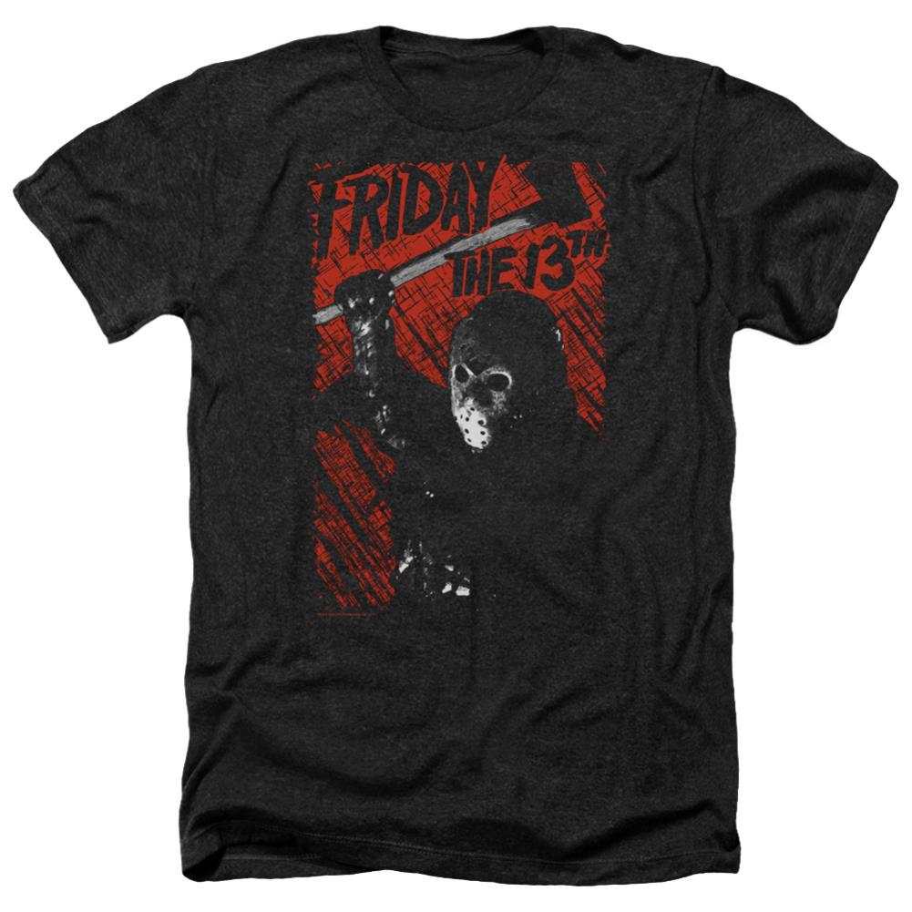Friday The 13th Jason Lives Men's 30/1 Heather 60 40 Poly Short-Sleeve T-Shirt