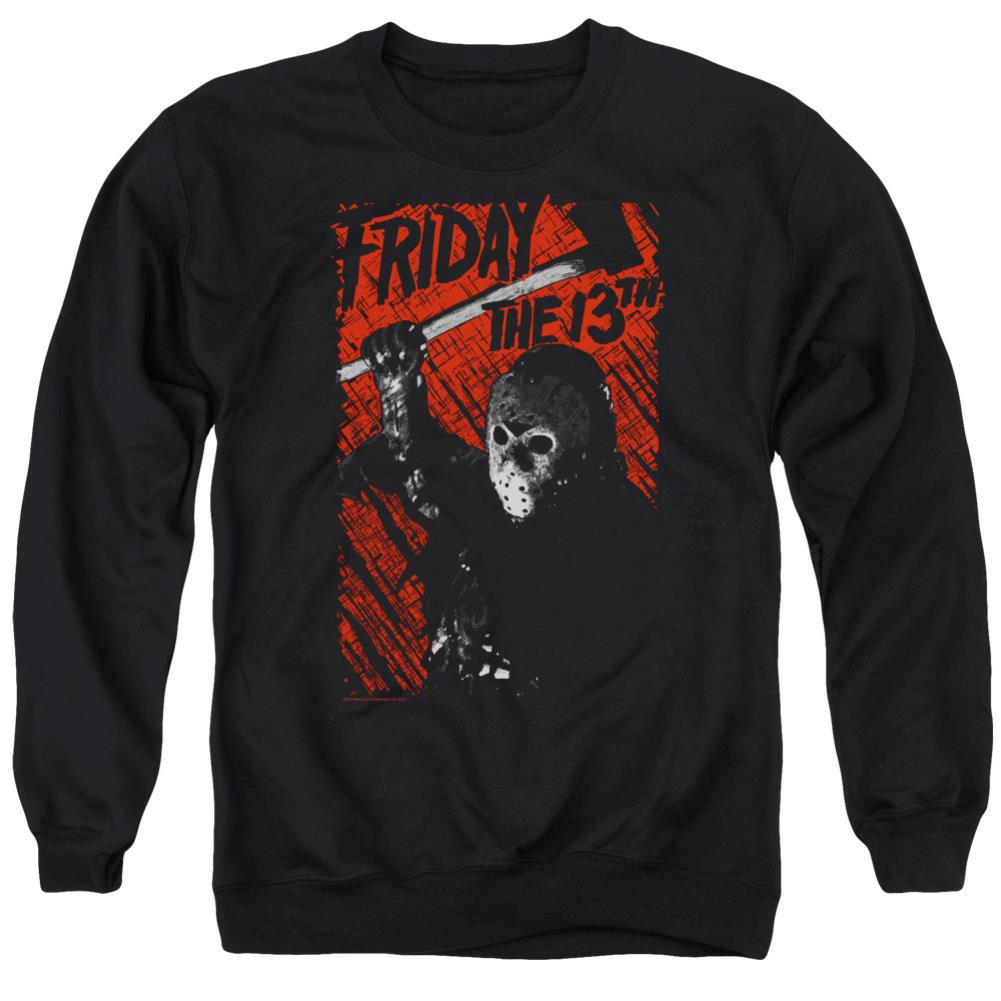 Friday The 13th Jason Lives Men's Crewneck 50 50 Poly Long-Sleeve T-Shirt