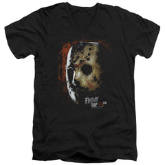 Friday The 13th Mask Of Death Men's 30/1 Cotton Slim V-Neck T-Shirt