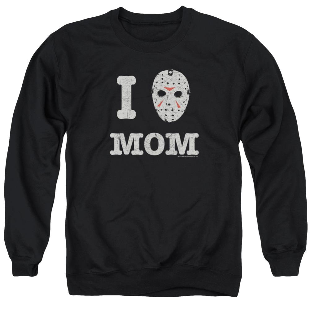 Friday The 13th Mommas Boy Men's Crewneck 50 50 Poly Long-Sleeve T-Shirt