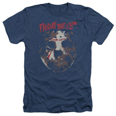Friday The 13th Rough Mask Men's 30/1 Heather 60 40 Poly Short-Sleeve T-Shirt